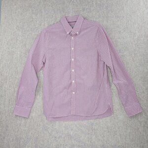 J.S.A. Bank 1905 Mens Long Sleeve Button-Down Shirt L Red & Blue Checkered